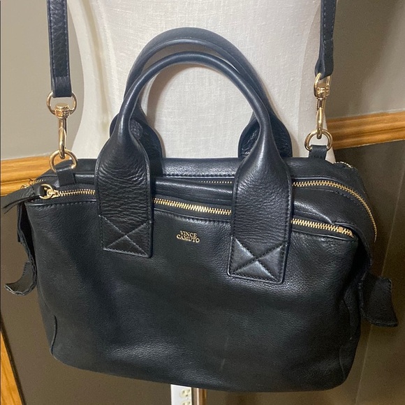 Vince Camuto black 100% genuine leather crossbody duel handle purse bag - Picture 6 of 15